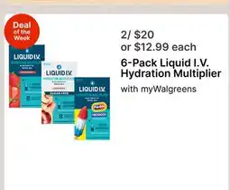 Walgreens 6-Pack Liquid I.V. Hydration Multiplier offer