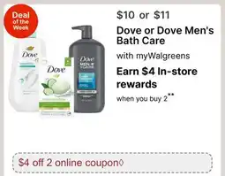 Walgreens Dove or Dove Men's Bath Care offer