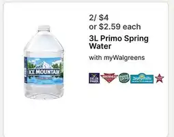Walgreens 3L Primo Spring Water offer