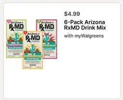 Walgreens 6-Pack Arizona RxMD Drink Mix offer