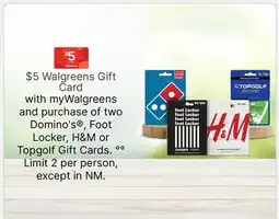 Walgreens $5 Walgreens Gift Card offer