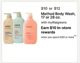 Walgreens Method Body Wash, 17 or 28 oz offer