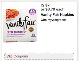 Walgreens Vanity Fair Napkins offer