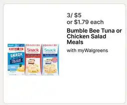 Walgreens Bumble Bee Tuna or Chicken Salad Meals offer