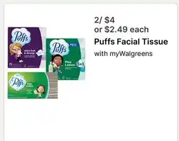 Walgreens Puffs Facial Tissue offer