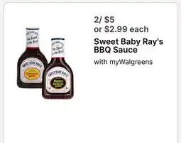 Walgreens Sweet Baby Ray's BBQ Sauce offer