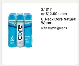 Walgreens 6-Pack Core Natural Water offer