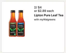 Walgreens Lipton Pure Leaf Tea offer