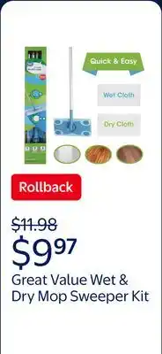 Walmart Great Value Wet & Dry Mop Sweeper Kit offer