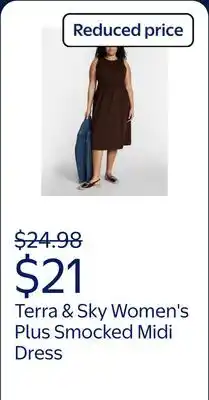 Walmart Terra & Sky Women's Plus Sleeveless Smocked Midi Dress offer