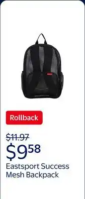 Walmart Eastsport Unisex 16 Success Mesh Backpack, Black offer
