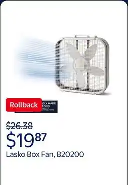 Walmart Lasko 20 3-Speed Weather-Resistant Motor Box Fan B20200 offer