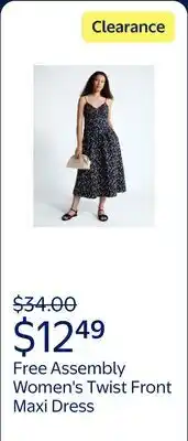 Walmart Free Assembly Women's Twist Front Sleeveless Maxi Dress with Drop Waist offer