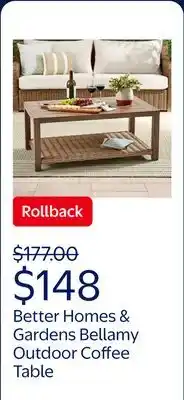 Walmart Better Homes & Gardens Bellamy Outdoor 1-Piece Patio Coffee Table, Wicker offer