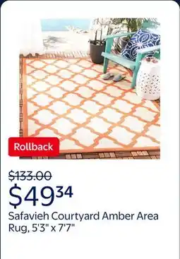 Walmart Safavieh Courtyard Amber Geometric Indoor/Outdoor Area Rug, Beige/Terracotta, 5'3 x 7'7 offer