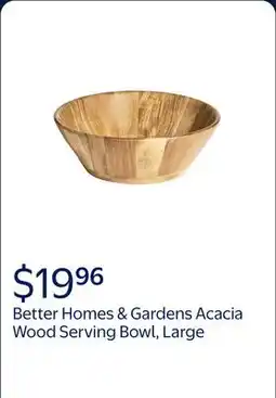 Walmart Better Homes & Gardens- Acacia Wood Large Angled Serving Bowl, Natural Finish offer