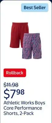 Walmart Athletic Works Boys Core Performance Shorts, 2-Pack offer