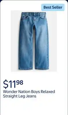 Walmart Wonder Nation Boys Relaxed Straight Leg Denim Jeans offer