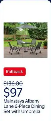 Walmart Mainstays Albany Lane 6-Piece Steel Outdoor Patio Dining Set with Umbrella, Gray offer
