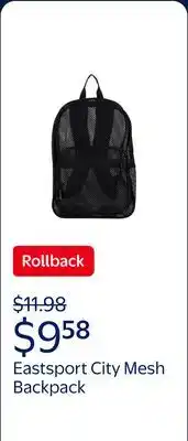 Walmart Eastsport Unisex City Mesh 16 Backpack, Black offer