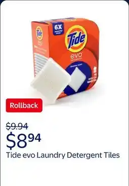 Walmart Tide evo Laundry Detergent Tiles, 100% Concentrated, Original Tide Scent offer