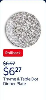 Walmart Thyme & Table Dot Ceramic Dinner Plate Black and White offer