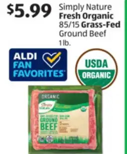 Aldi Simply Nature Fresh Organic 85/15 Grass-Fed Ground Beef offer