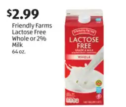 Aldi Friendly Farms Lactose Free Whole or 2% Milk offer