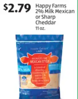 Aldi Happy Farms 2% Milk Mexican or Sharp Cheddar offer