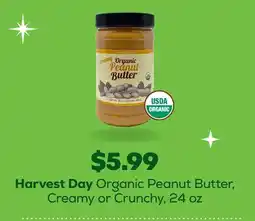 Grocery Outlet Harvest Day Organic Peanut Butter, Creamy or Crunchy offer