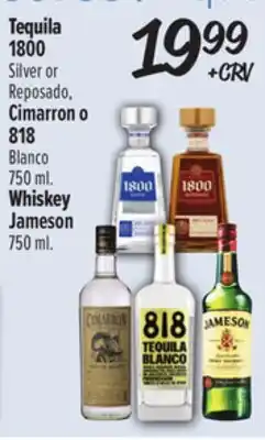 El Super 1800 Silver or Reposado, Cimarron o 818 Blanco 750 ml. Jameson 750 ml offer