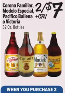 El Super Corona Familiar, Modelo Especial, Pacífico Ballena o Victoria offer
