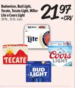 El Super Budweiser, Bud Light, Tecate, Tecate Light, Miller Lite o Coors Light offer
