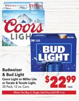 Vallarta Supermarkets Budweiser & Bud Light offer