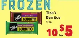 Vallarta Supermarkets Tina's Burritos offer