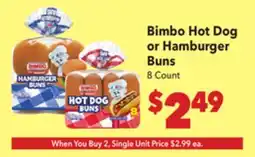 Vallarta Supermarkets Bimbo Hot Dog or Hamburger Buns offer