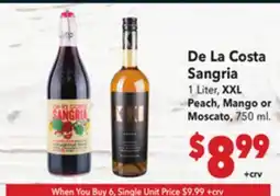 Vallarta Supermarkets De La Costa Sangria offer
