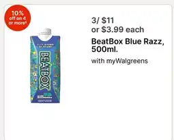 Walgreens BeatBox Blue Razz, 500ml offer
