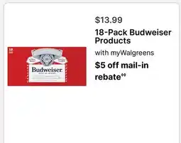 Walgreens 18-Pack Budweiser Products offer