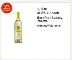Walgreens Barefoot Bubbly, 750ml offer