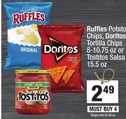 Super King Markets Ruffles Potato Chips, Doritos Tortilla Chips or Tostitos Salsa offer