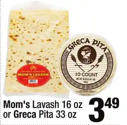 Super King Markets Mom's Lavash 16 oz or Greca Pita 33 oz offer