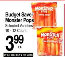 Superior Grocers Budget Saver Monster Pops offer