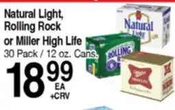 Superior Grocers Natural Light, Rolling Rock or Miller High Life offer