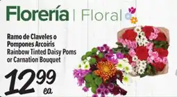 El Super Fresh Rainbow Tinted Daisy Poms or Carnation Bouquet offer