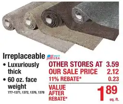 Menards Irreplaceable Carpet offer