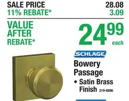 Menards Schlage Bowery Passage offer