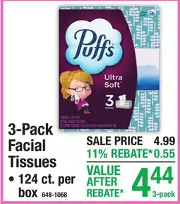Menards 3-Pack Facial Tissues offer