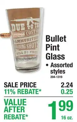 Menards Bullet Pint Glass offer