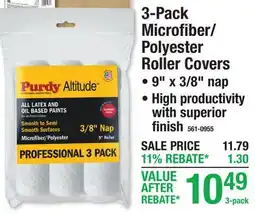 Menards Purdy Altitude 3-Pack Microfiber/Polyester Roller Covers offer